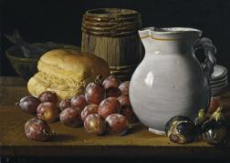 Картина Натюрморт: сливи, інжир і хліб, Луїс Егідио Мелендес
